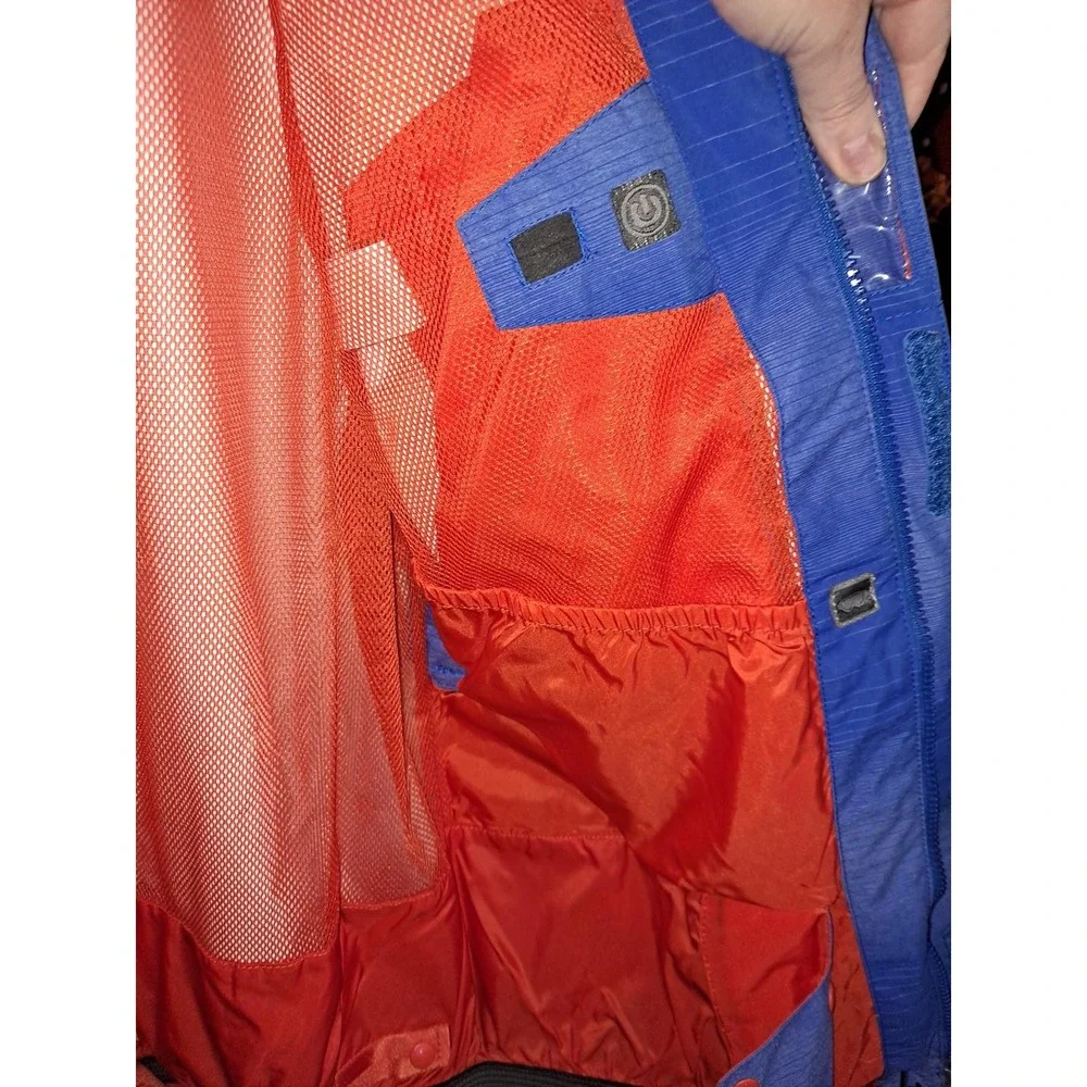 The North Face Blue Ombre Ski Jacket Mens Small Hooded Technical Shell Orange